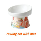 Raised Ceramic Pet Bowl with Mat for Cats & Dogs (2 Sizes)