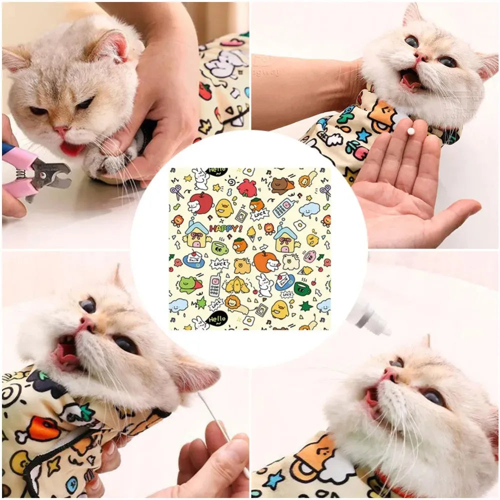 Self-Adherent Cat Grooming Wrap – Anti-Bite & Anti-Scratch
