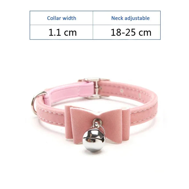 Cat & Small Dog Collar with Bell – Adjustable Kitten & Puppy Leash