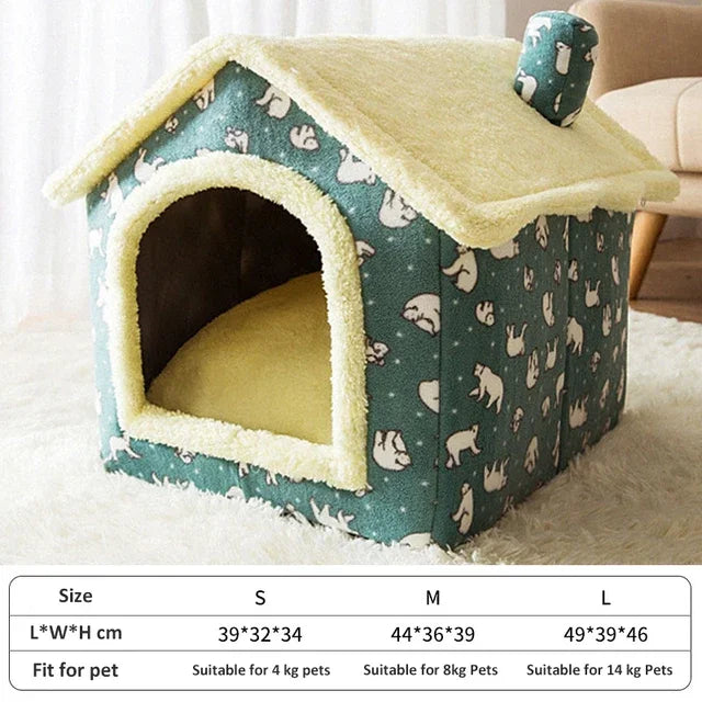 Soft Enclosed Pet Bed & Dog House for Cats and Small Dogs