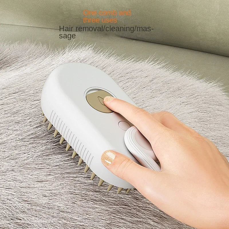 3-in-1 Electric Pet Grooming Brush – Steam, Spray & Hair Removal