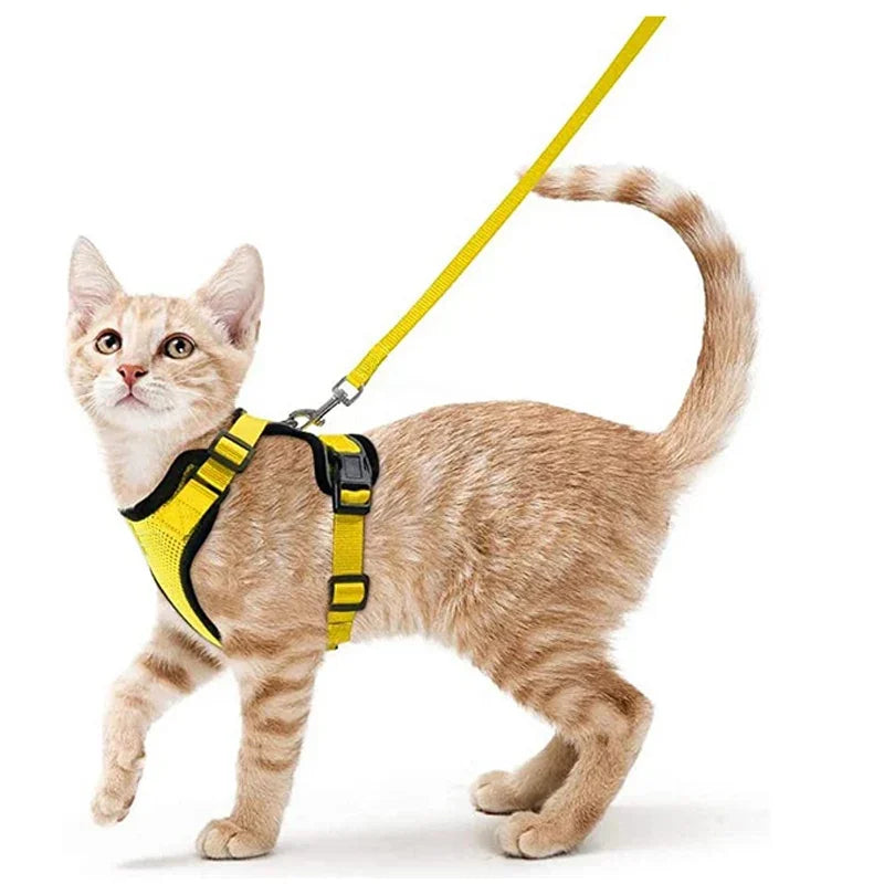 Escape-Proof Adjustable Cat Harness & Leash – Soft Vest for Walking