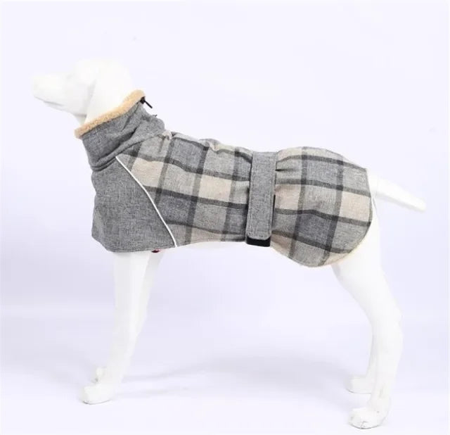 Thick Winter Dog Jacket – Reflective, Windproof, Checked Coat for Small to Large Dogs