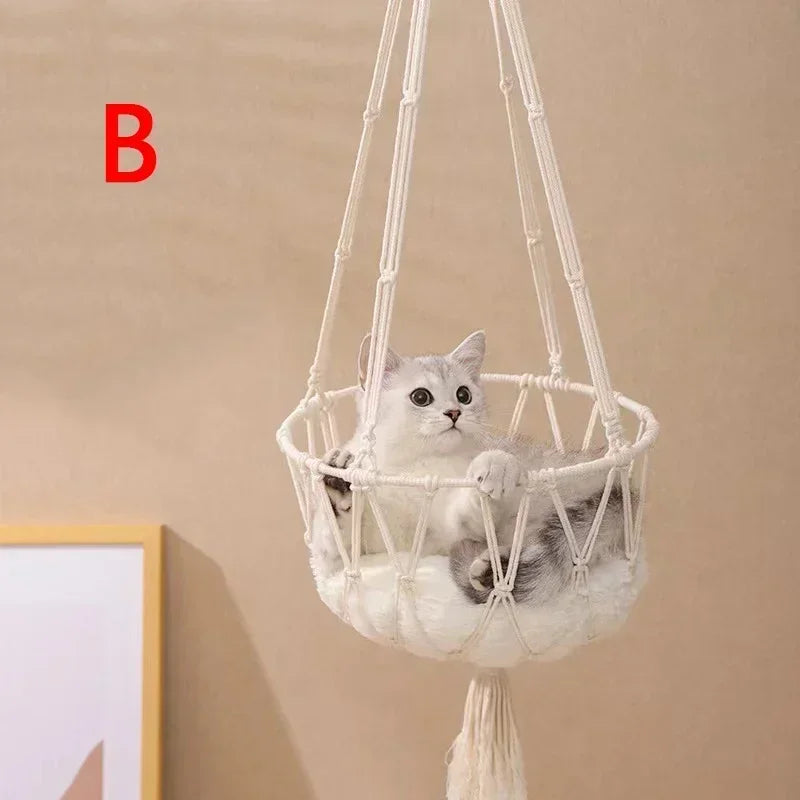 Hanging Cat Hammock Bed – Window Swing with Cotton Rope