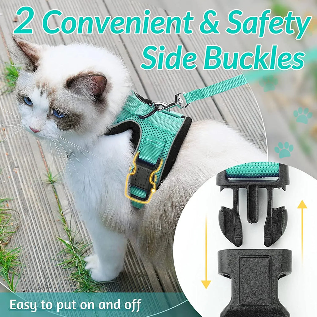 Escape-Proof Adjustable Cat Harness & Leash – Soft Vest for Walking