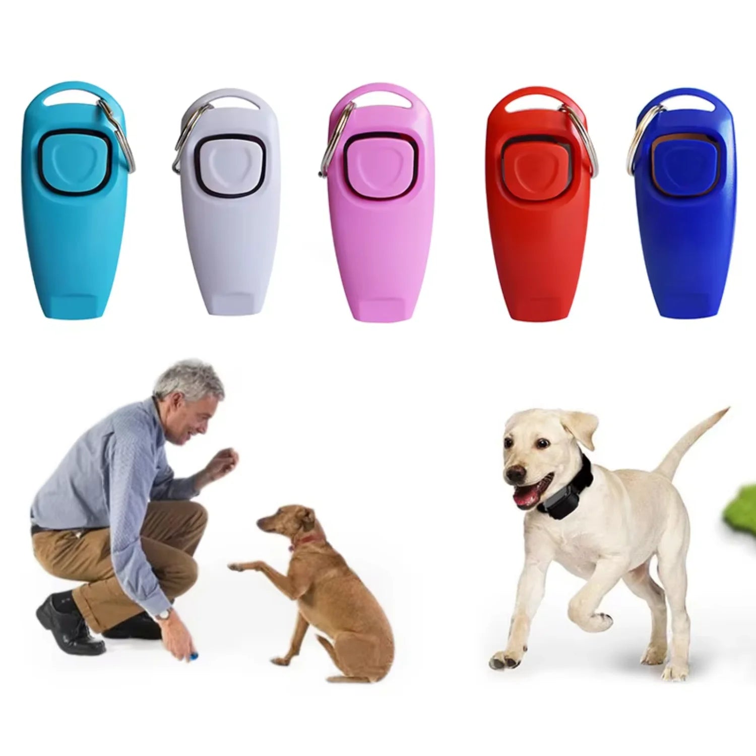 Dog Training Whistle & Clicker – 2-in-1 Pet Trainer with Key Ring