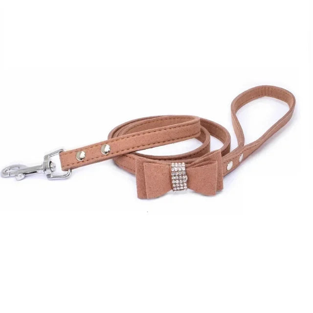 Rhinestone Bow Pet Chest Harness – Small Dog & Cat Walking Leash