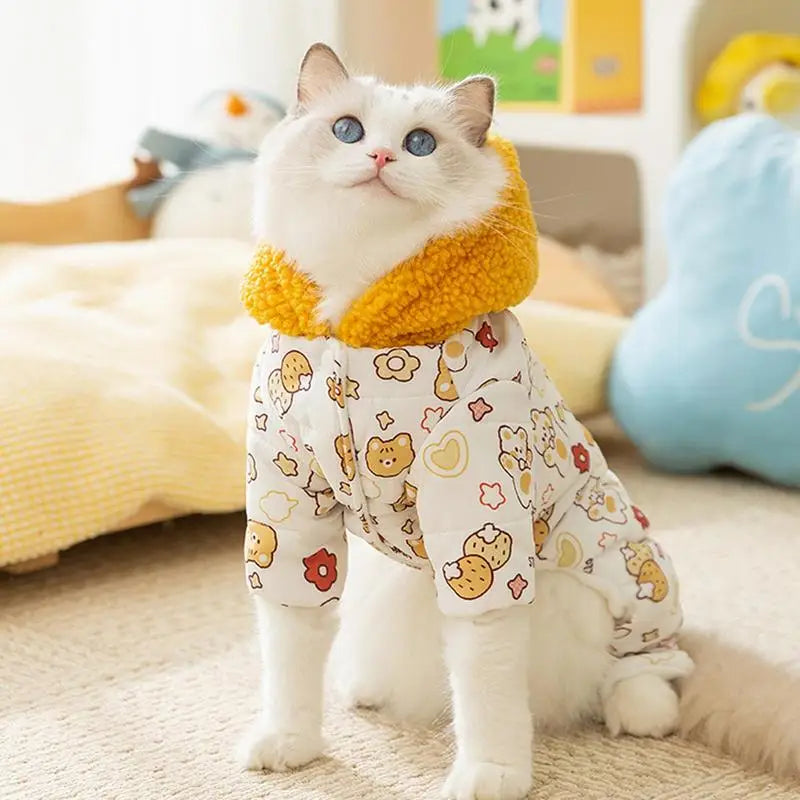 Winter Jacket for Hairless Cats with Built-In Buckle