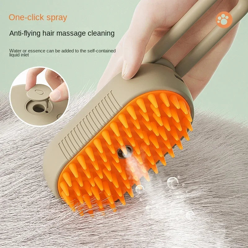 3-in-1 Electric Pet Grooming Brush – Steam, Spray & Hair Removal