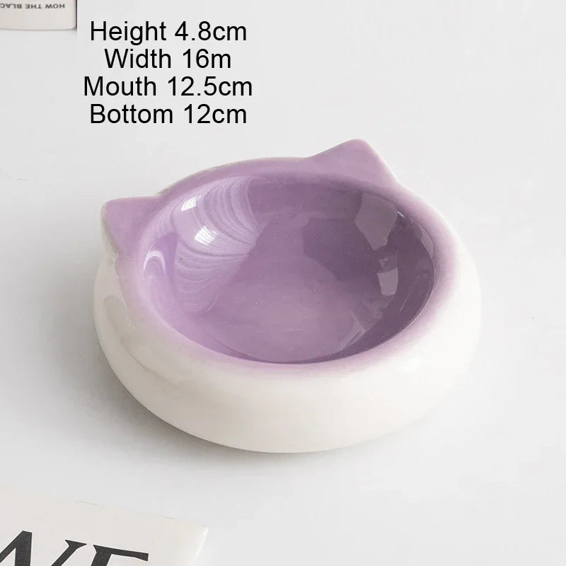 Cat Ear Ceramic Food & Water Bowl – Flat Bottom, Anti-Tip
