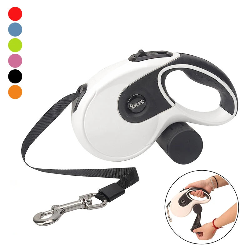 Retractable Dog & Cat Leash with Poop Bag Dispenser