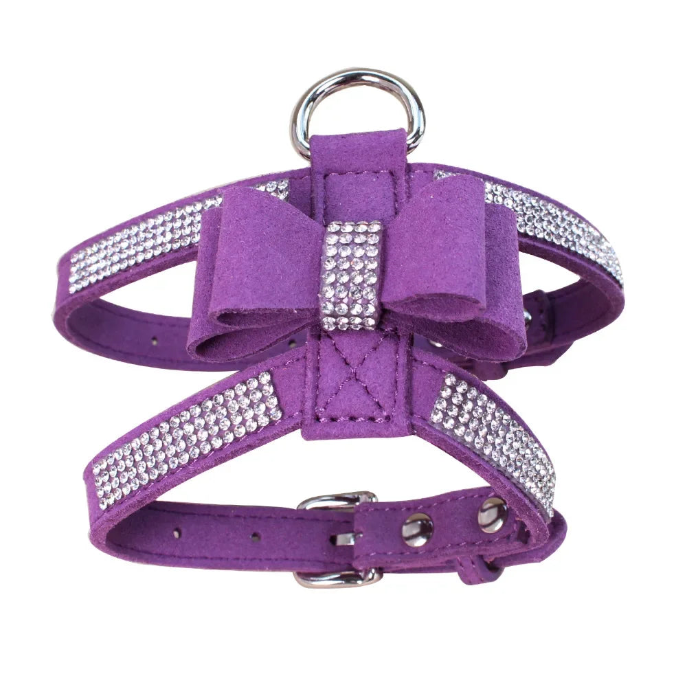 Rhinestone Bow Pet Chest Harness – Small Dog & Cat Walking Leash