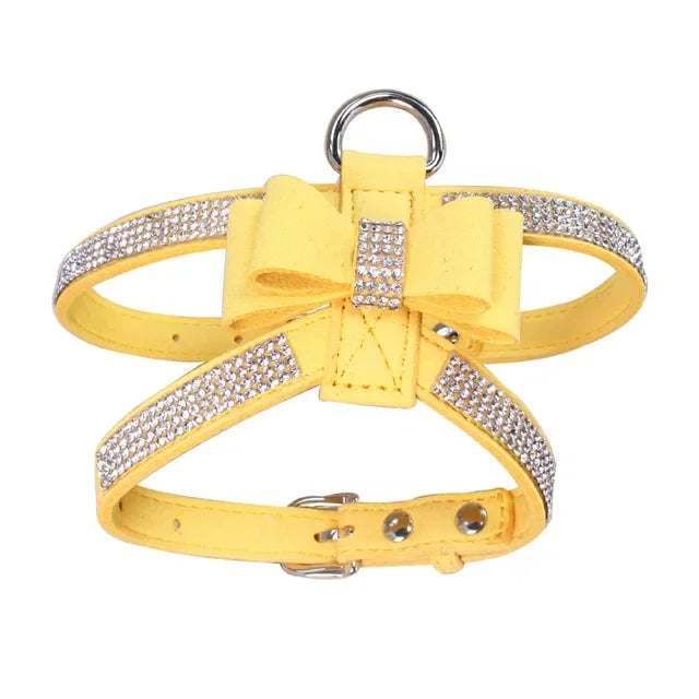 Rhinestone Bow Pet Chest Harness – Small Dog & Cat Walking Leash