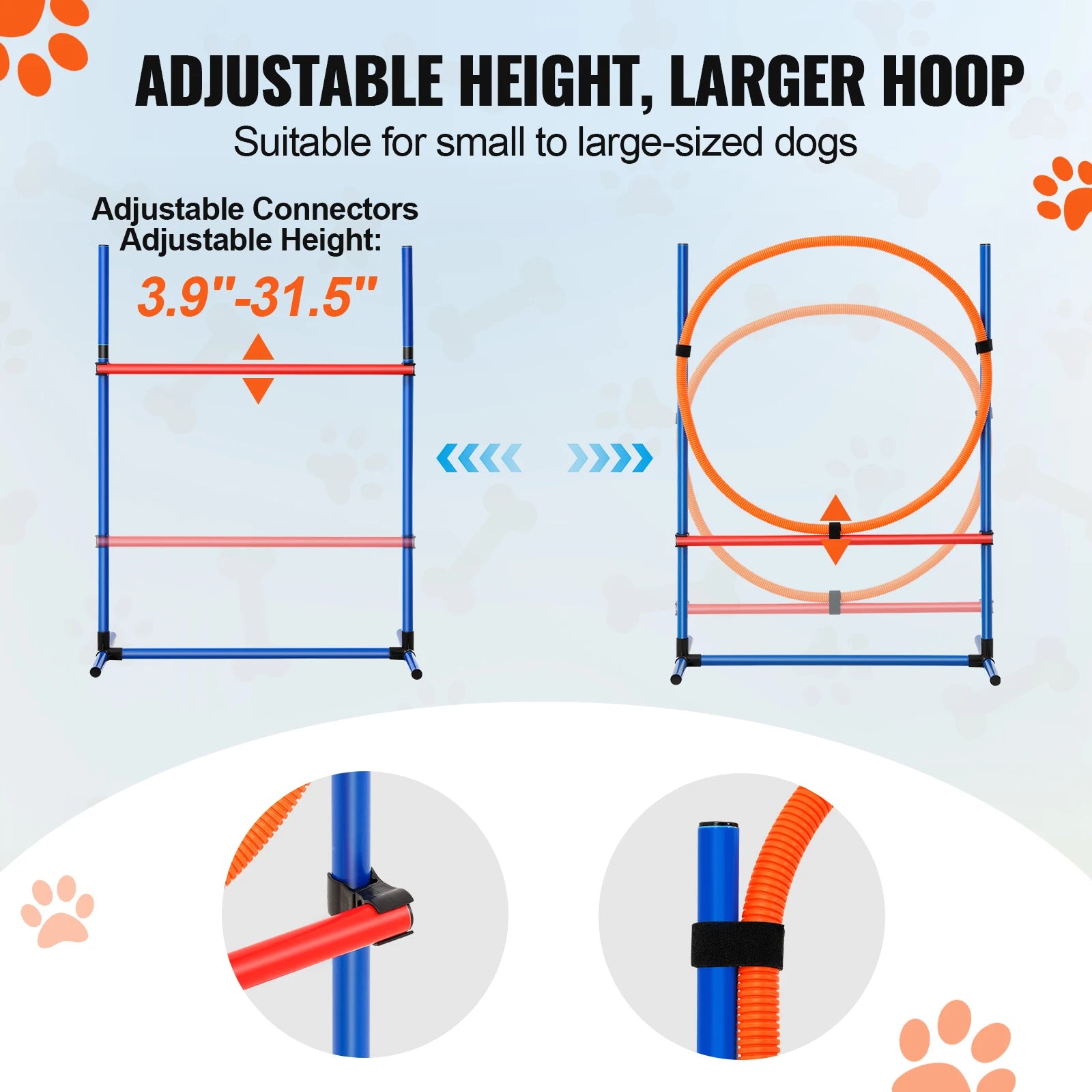 Dog Agility Training Set – 4-Piece Adjustable Hurdles & Poles Kit