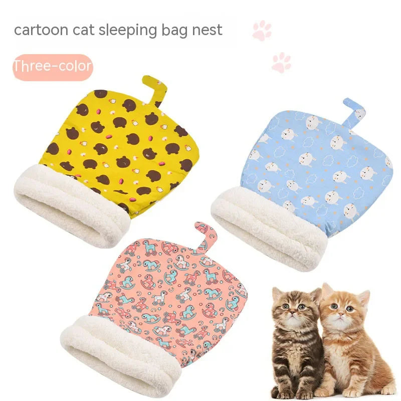 Lamb Plush Cat Sleeping Bag – Thickened Winter Nest