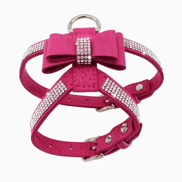 Rhinestone Bow Pet Chest Harness – Small Dog & Cat Walking Leash