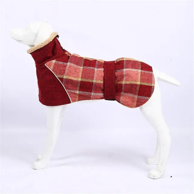 Thick Winter Dog Jacket – Reflective, Windproof, Checked Coat for Small to Large Dogs