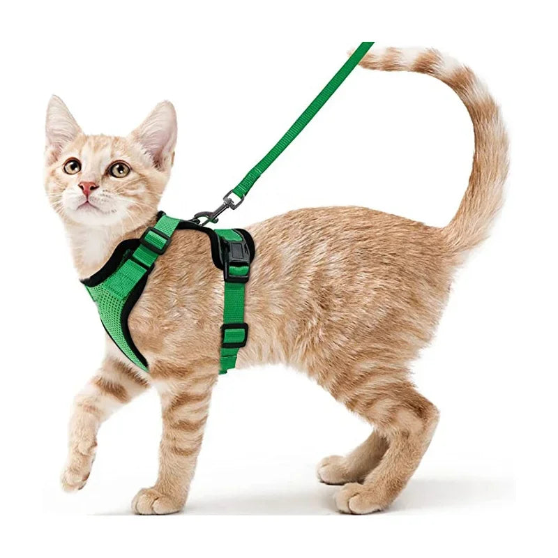 Escape-Proof Adjustable Cat Harness & Leash – Soft Vest for Walking