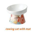 Raised Ceramic Pet Bowl with Mat for Cats & Dogs (2 Sizes)