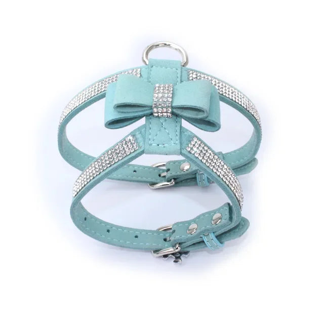 Rhinestone Bow Pet Chest Harness – Small Dog & Cat Walking Leash