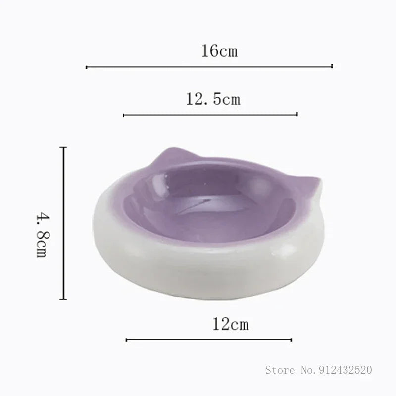 Cat Ear Ceramic Food & Water Bowl – Flat Bottom, Anti-Tip