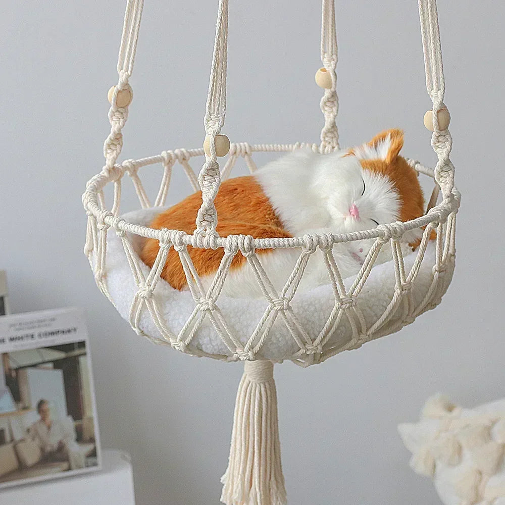 Hanging Cat Hammock Bed – Window Swing with Cotton Rope