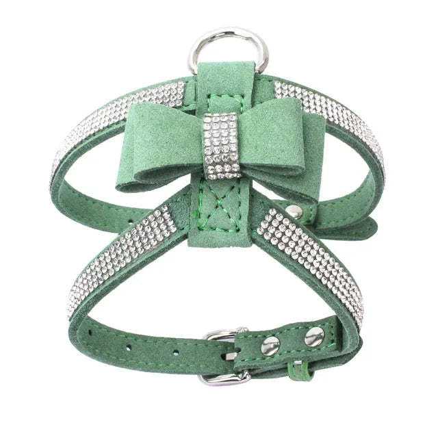 Rhinestone Bow Pet Chest Harness – Small Dog & Cat Walking Leash