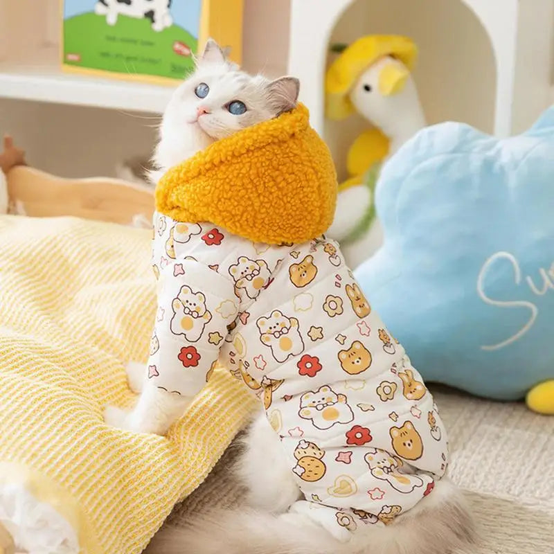 Winter Jacket for Hairless Cats with Built-In Buckle