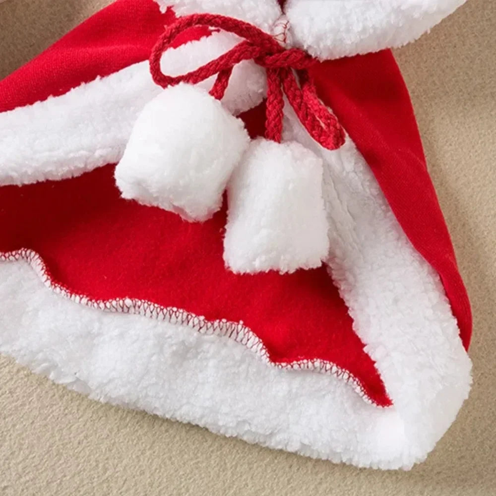 Funny Cat Christmas Santa Costume Cape with Hat