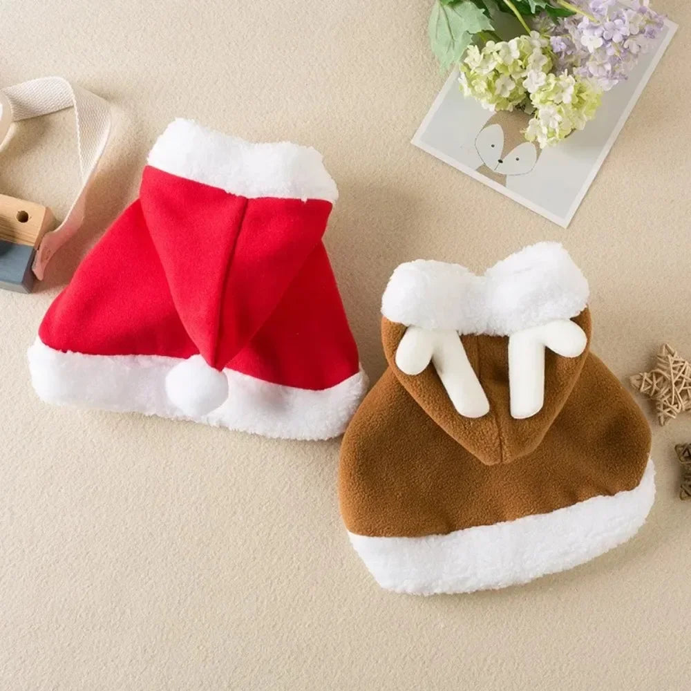 Funny Cat Christmas Santa Costume Cape with Hat