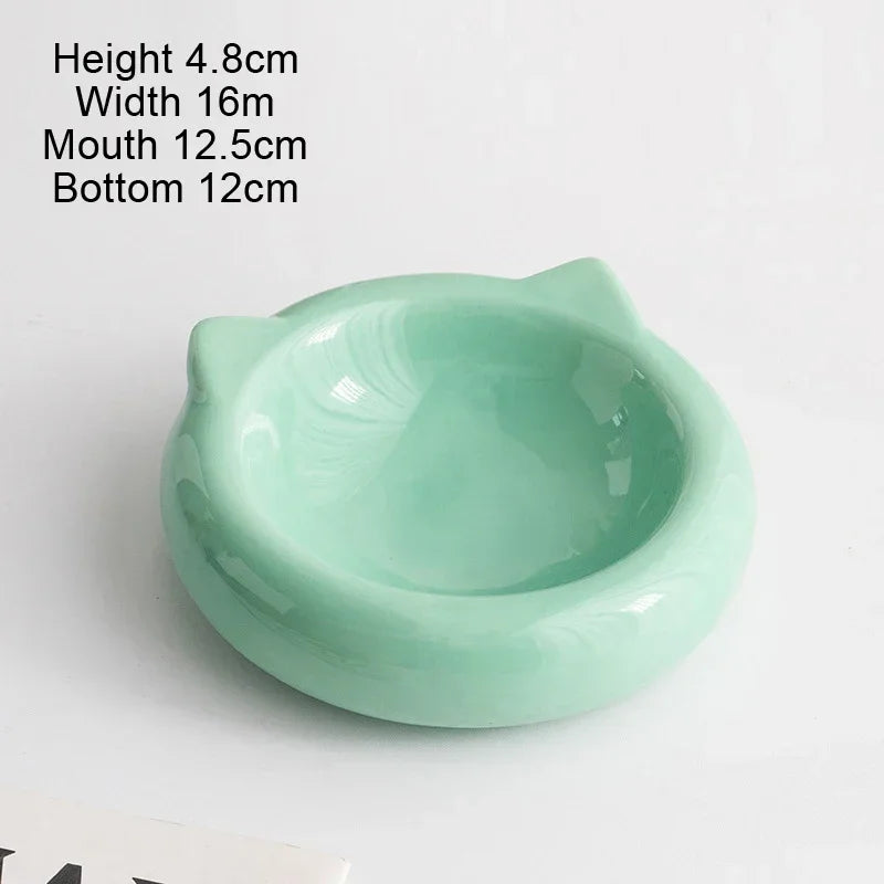 Cat Ear Ceramic Food & Water Bowl – Flat Bottom, Anti-Tip