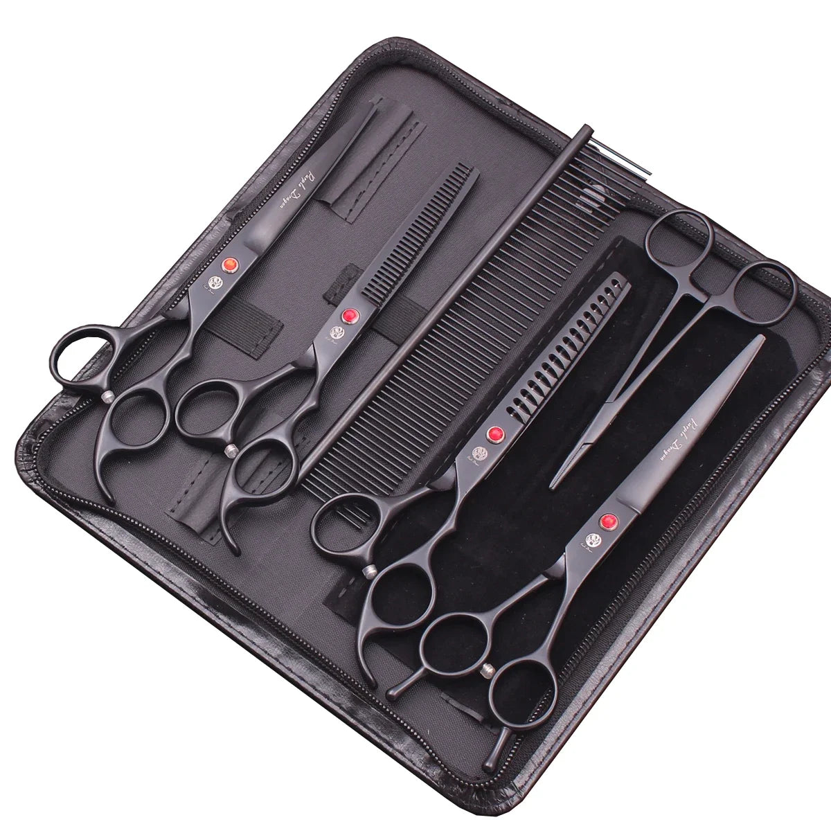 Purple Dragon 7" & 6.5" Pet Grooming Scissors Kit – Curved, Thinning & Straight