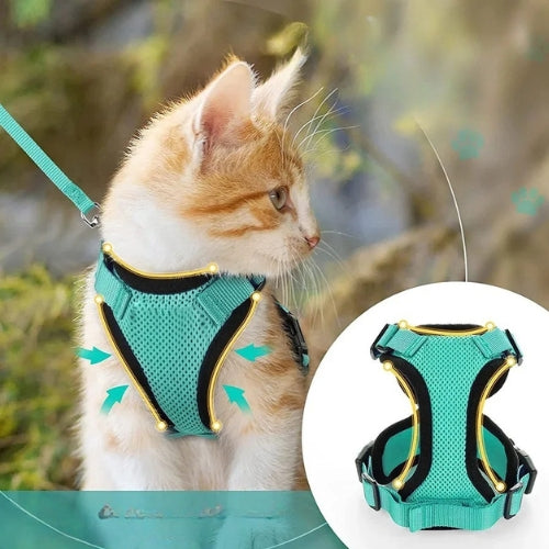 Escape-Proof Adjustable Cat Harness & Leash – Soft Vest for Walking